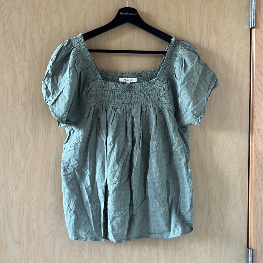 Madewell sage green cotton top